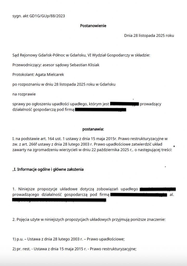 układ w postępowaniu upadłościowym